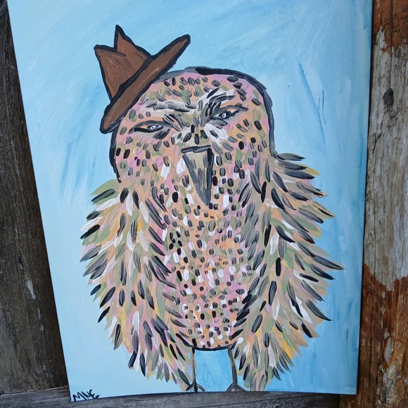Owl In Hat Painting - Picture 5 of 13